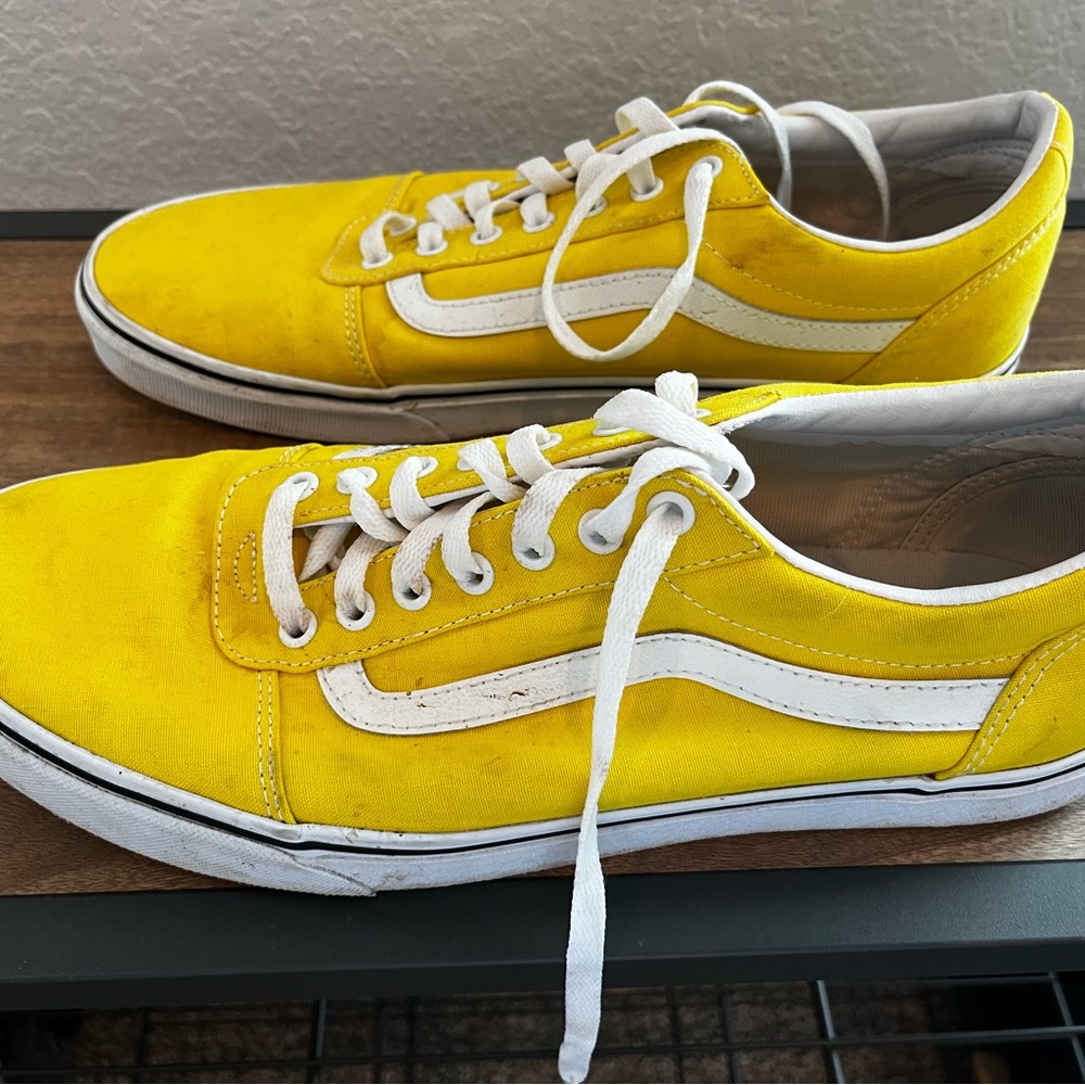 Vans Yellow Canvas Low-Top Sneakers with White Stripe